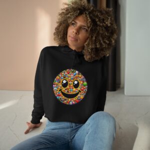 Smiley Emoji Crop Hoodie